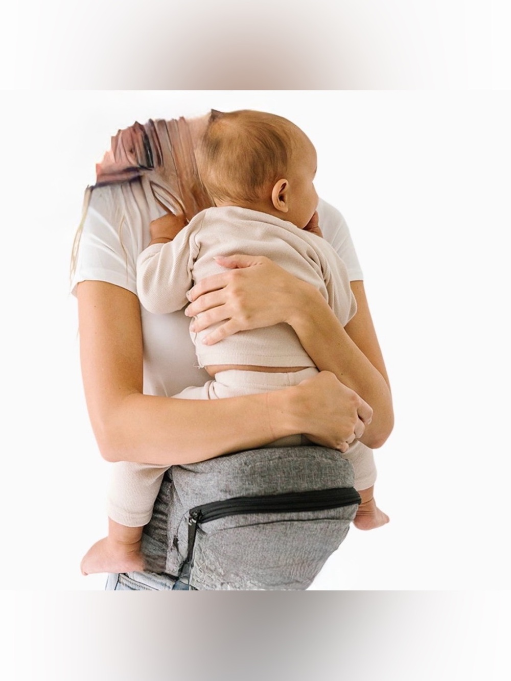Tushbaby Strapless Baby Hip Seat Carrier Gray w/ Storage Pockets In Box